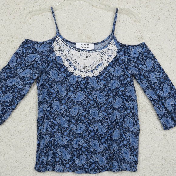 Roebuck & Co.* Women's 3/4 Sleeve Cold Shoulder Crew‎ Neck Strap Blouse Size XL - Picture 1 of 9